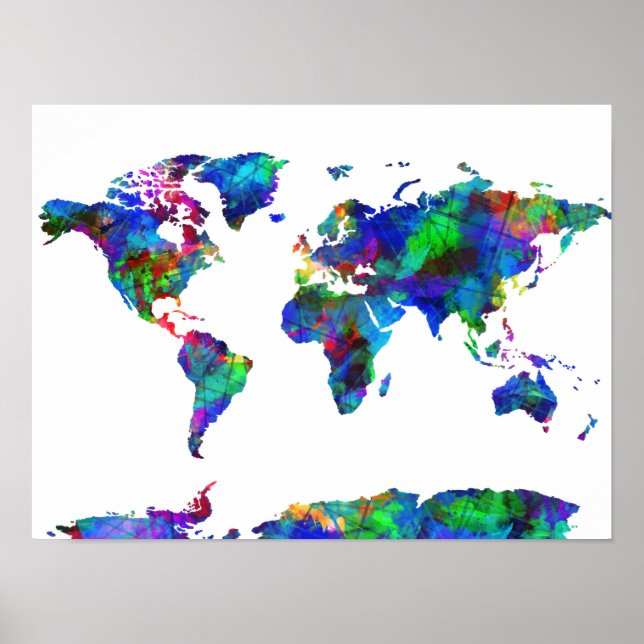world map watercolor 6 poster (Front)
