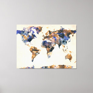 World Map Watercolor Canvas Print
