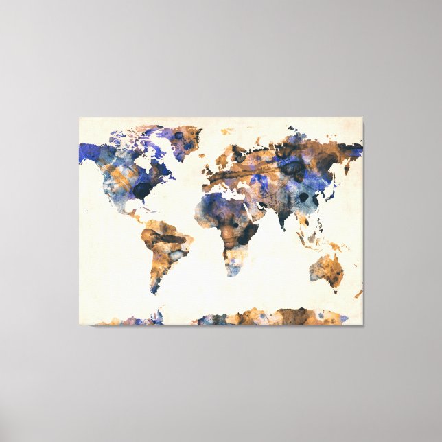 World Map Watercolor Canvas Print (Front)