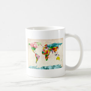 World Map Watercolors Coffee Mug