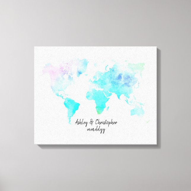 World Map Wedding Guest Book Alternative Canvas (Front)