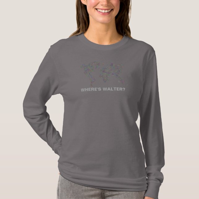 WORLD MAP, WHERE'S WALTER? Personalise, Woman's T-Shirt (Front)