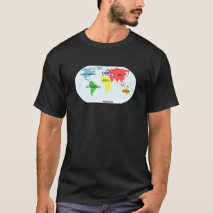 World Map With All 7 Continents Geography Teachers T-Shirt