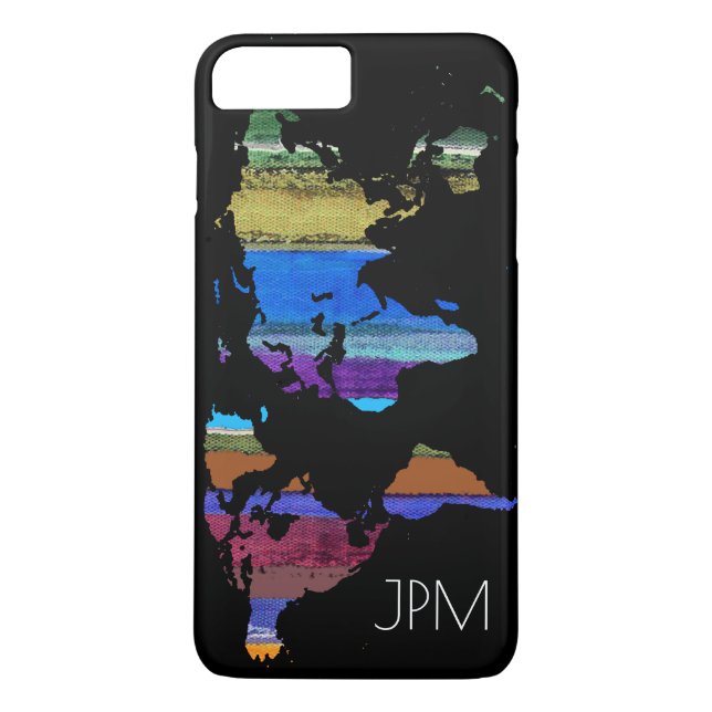 world map with colour stripes Case-Mate iPhone case (Back)