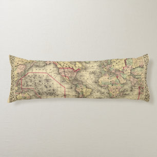 World Map with Explorers' sea routes Body Cushion