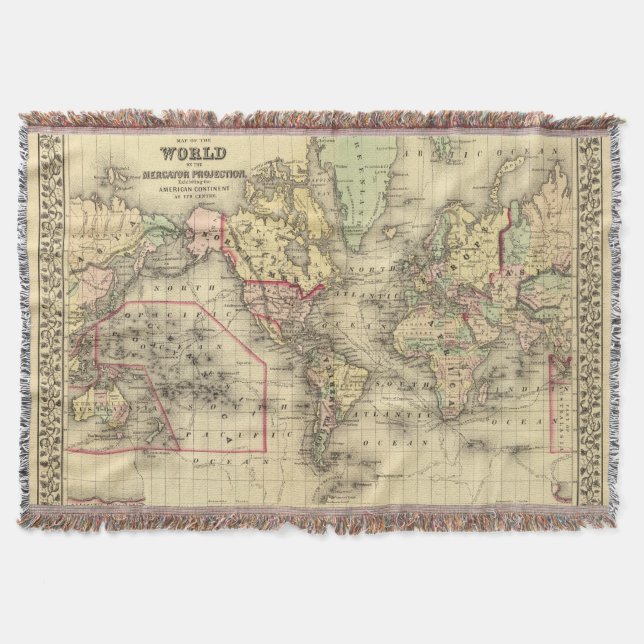 World Map with Explorers' sea routes Throw Blanket (Front)