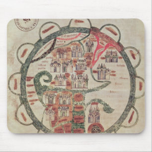 World map with Jerusalem in the centre Mouse Mat