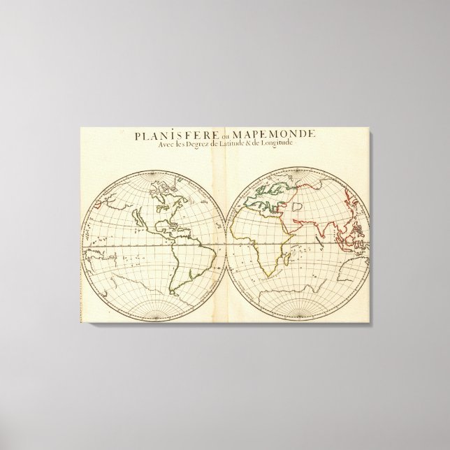 World Map with Latitude and Longititude Canvas Print (Front)