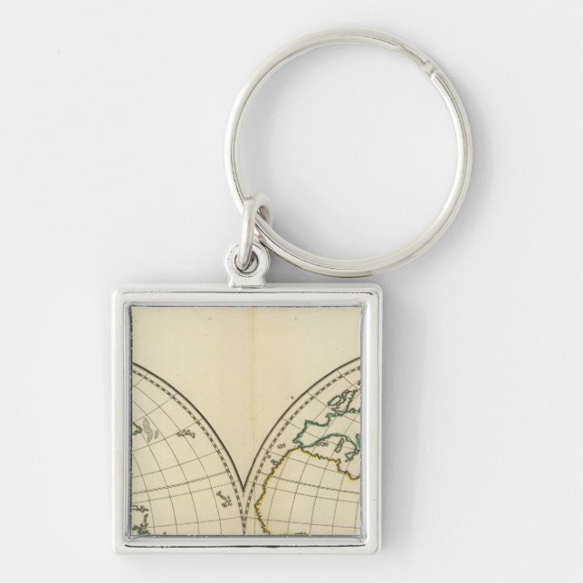 World Map with Latitude and Longititude Key Ring (Front)