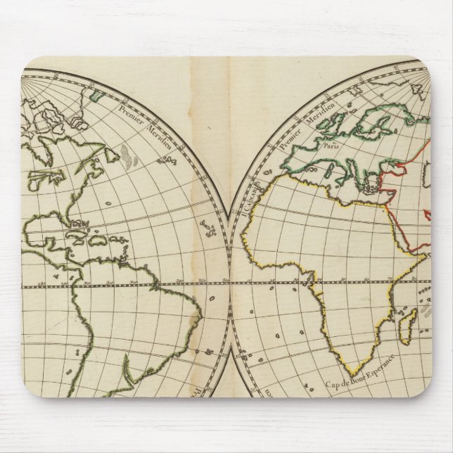 World Map with Latitude and Longititude Mouse Mat (Front)