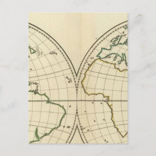 World Map with Latitude and Longititude Postcard