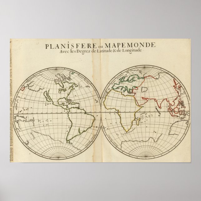 World Map with Latitude and Longititude Poster (Front)