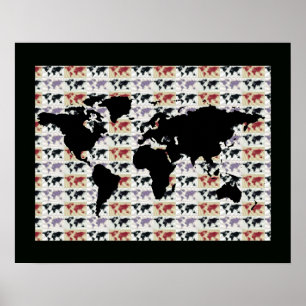 world map with pattern poster