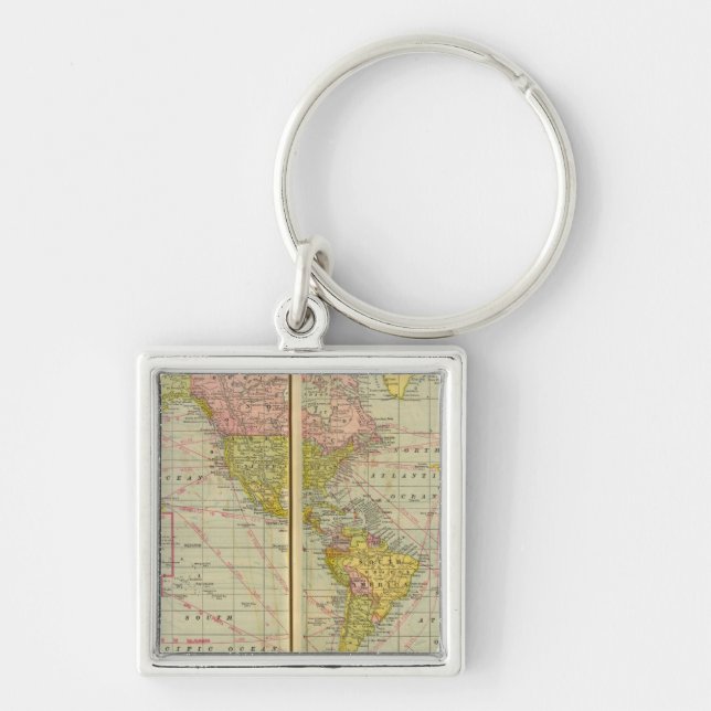 World map with shipping lanes key ring (Front)