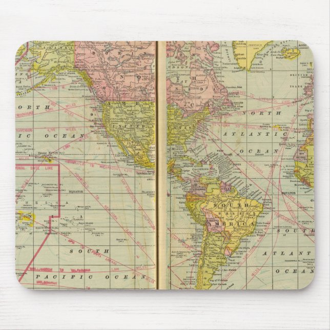 World map with shipping lanes mouse mat (Front)