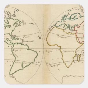 World Map with Tropics Square Sticker