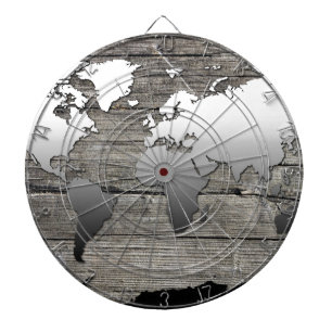 world map wood 13 dartboard