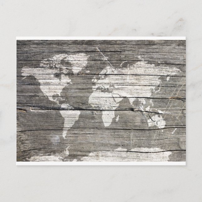 world map wood 8 postcard (Front)