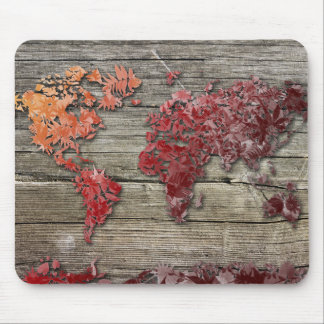 world map wood 9 mouse mat