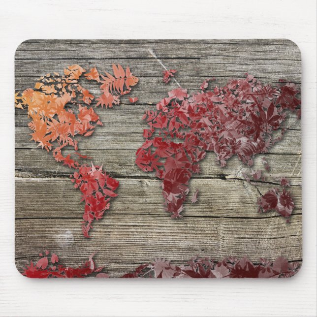 world map wood 9 mouse mat (Front)