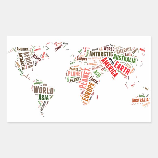World map words cloud rectangular sticker (Front)