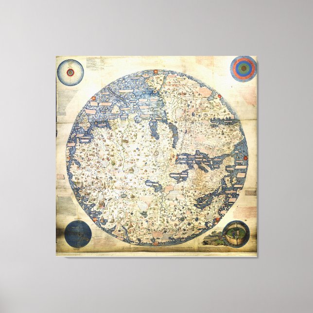 World Map Worldmap Venetian monk Fra Mauro Canvas Print (Front)