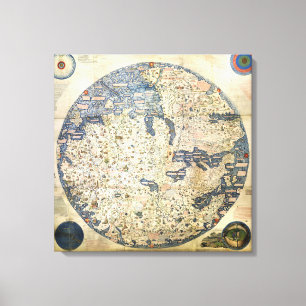 World Map Worldmap Venetian monk Fra Mauro Canvas Print