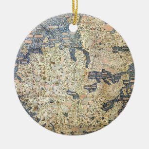 World Map Worldmap Venetian monk Fra Mauro Ceramic Tree Decoration
