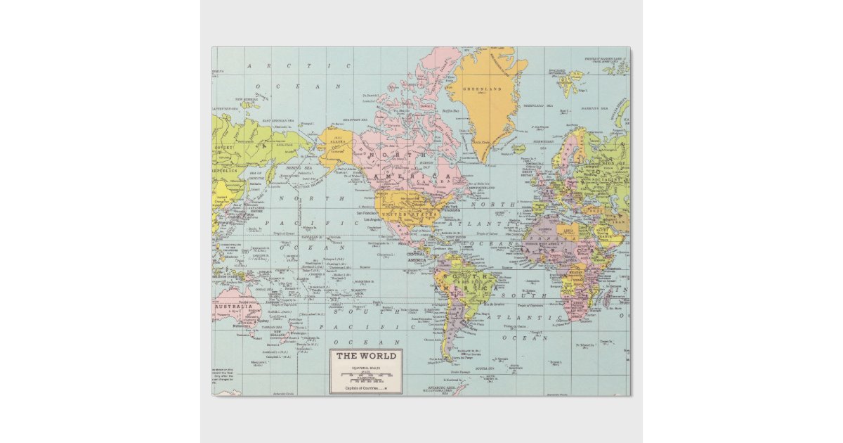 World Map Wrapping Paper | Zazzle