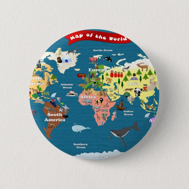 World Maps For Kids 6 Cm Round Badge (Front)