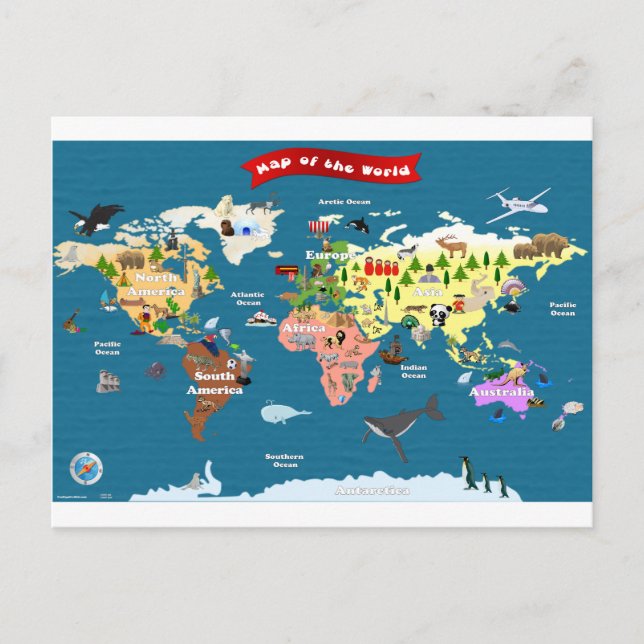 World Maps For Kids Postcard (Front)