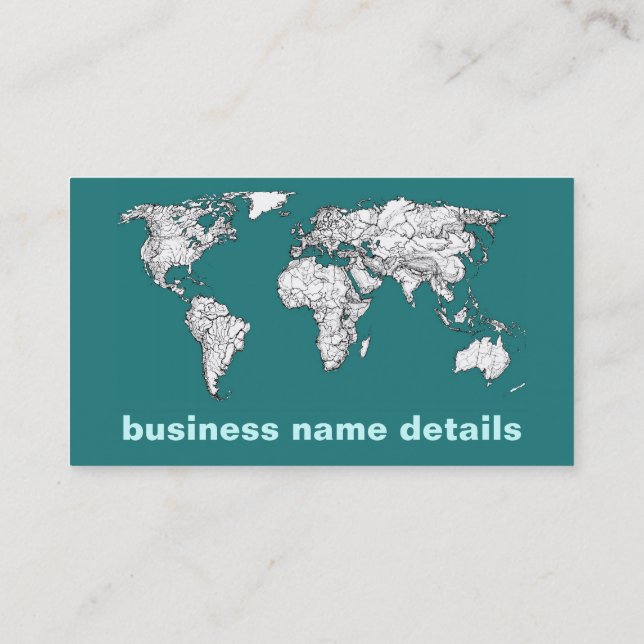 World maps in turquoise business card (Back)
