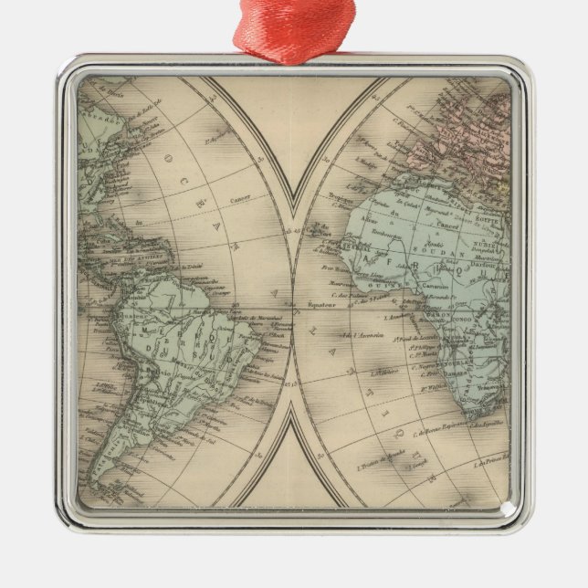 World maps metal tree decoration (Front)