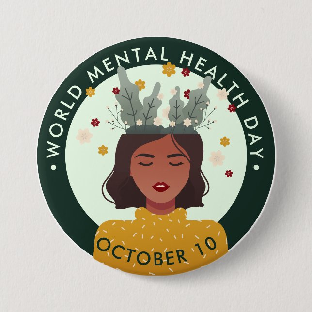 World Mental Health Day, woman 7.5 Cm Round Badge (Front)