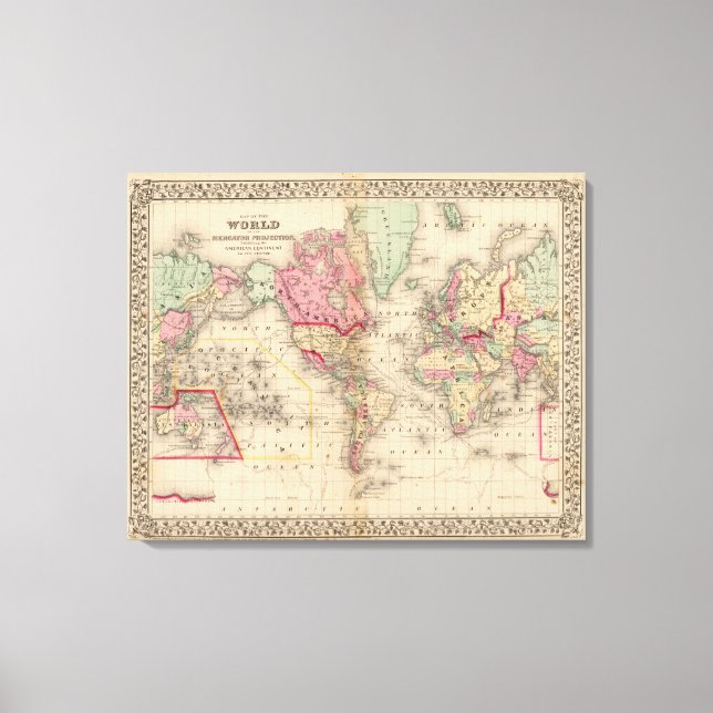 World Mercator proj Map by Mitchell Canvas Print (Front)