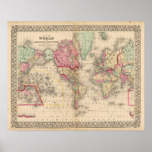 World Mercator proj Map by Mitchell Poster