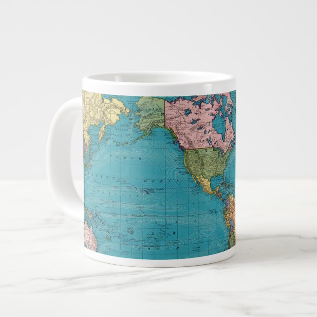World, Mercator's Projection Large Coffee Mug (Front Left)