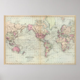 World, Mercator's projection Poster