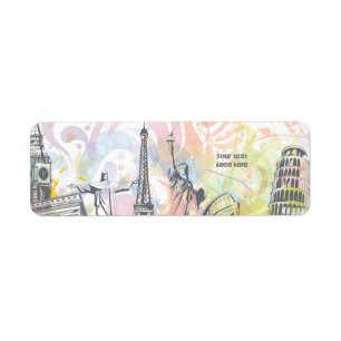 World monuments custom label