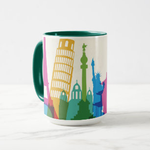 World Monuments Pastel Collage Mug