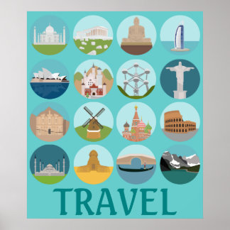 World Monuments Travel Poster