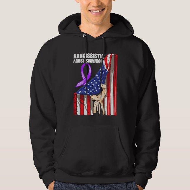 World Narcissistic Abuse Awareness Flag Hand Survi Hoodie (Front)