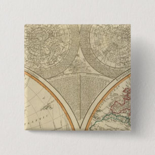World north hemisphere map 15 cm square badge