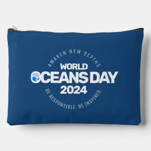 World Oceans Day Blue Stylised Earth Waves Accessory Pouch