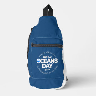 World Oceans Day Blue Stylised Earth Waves Sling Bag