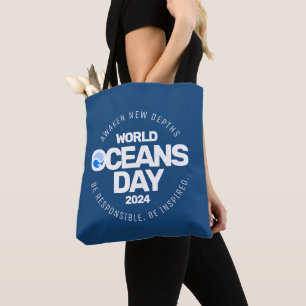 World Oceans Day Blue Stylised Earth Waves Tote Bag