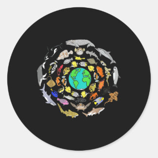 World Oceans Day Sea Life Enviromental Earth Day  Classic Round Sticker