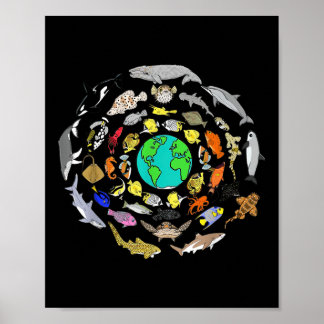 World Oceans Day Sea Life Enviromental Earth Day  Poster