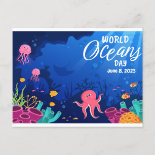 World Oceans Day  Underwater Scene Custom Text Postcard