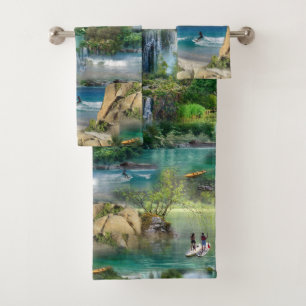World Oceans & Rivers, Lakes & Sport Activities Bath Towel Set
